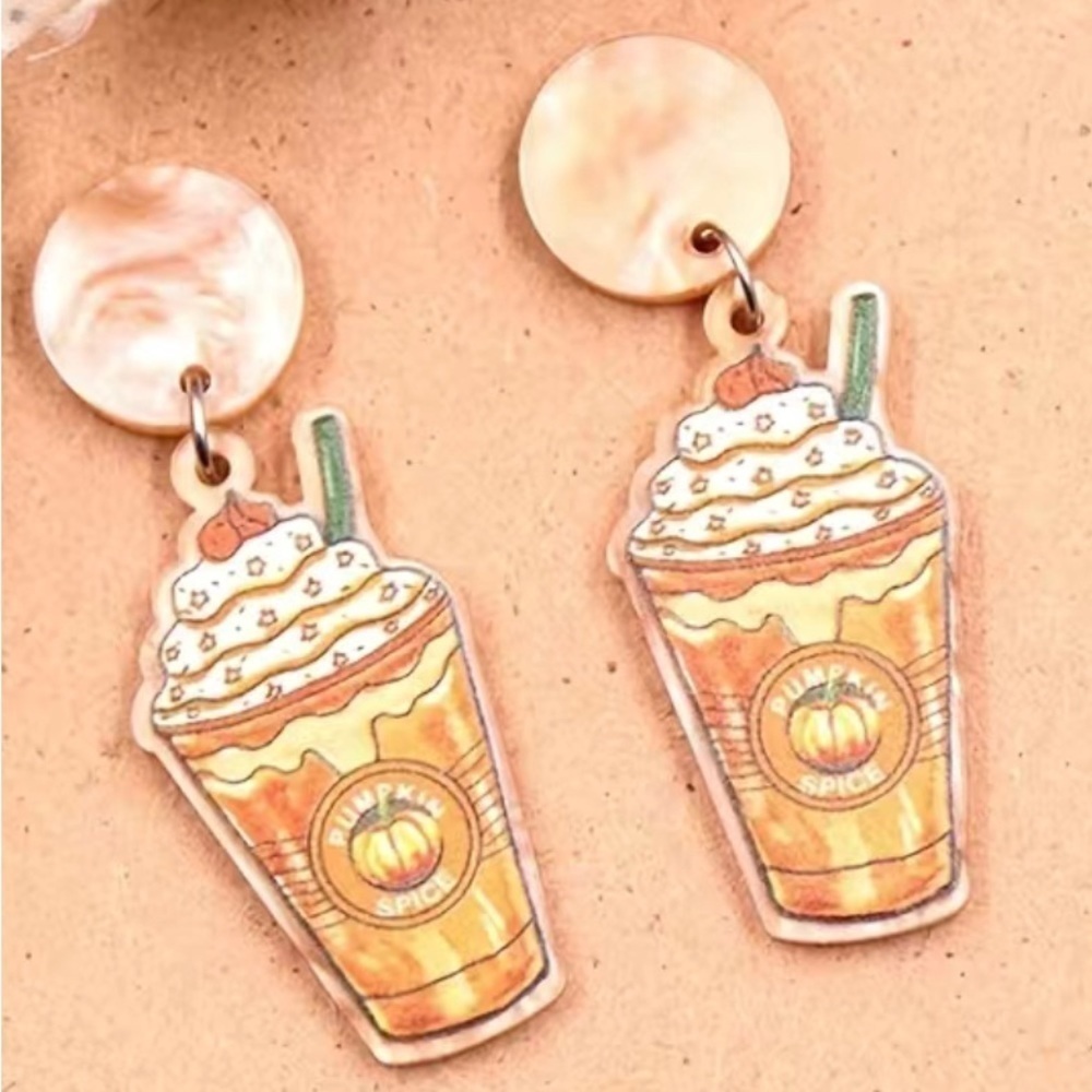 Pumpkin Spice Latte Coffee Drop Statement Earrings